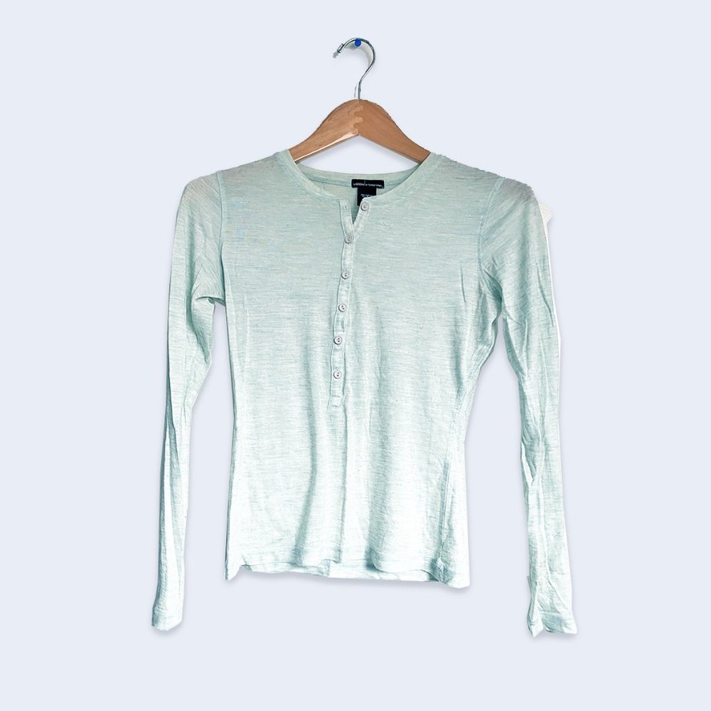 Mint Green Soft Henley w/ 3/4  Sleeves